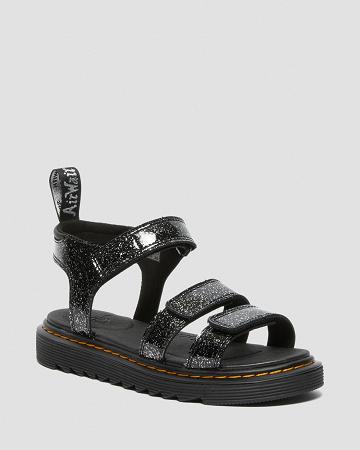 Sandalias Dr Martens Junior Klaire Glitter Niños Negros | MX 108OKI